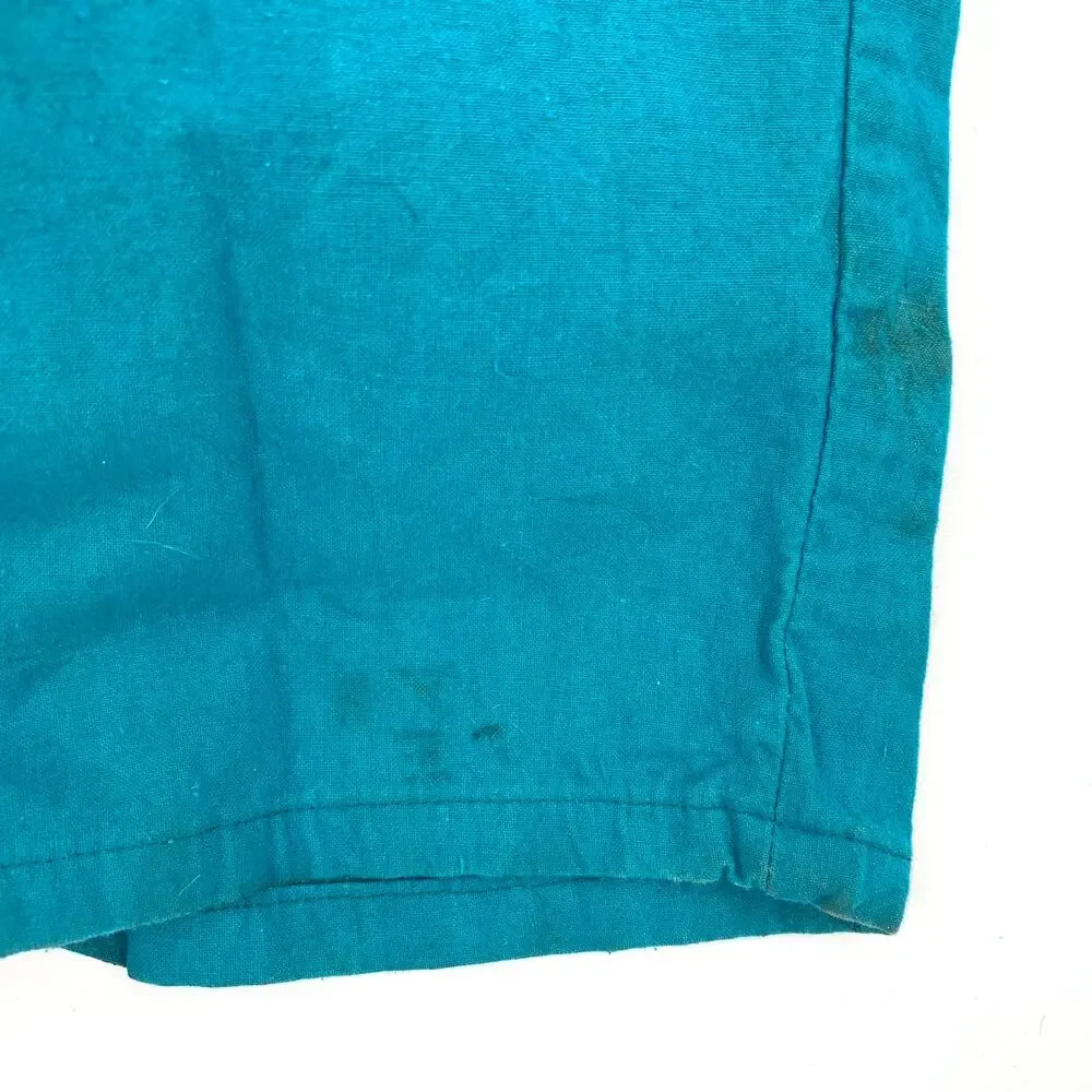 Vintage 80s Malouf Jumpsuit Womens Sz Medium Blue Button Detail Sleeves Cotton - Picture 8 of 10